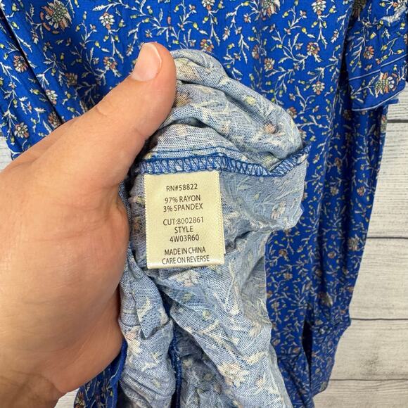 Max Studio Plus Size Blue Ruffle Flutter Sleeve Floral Mini Spring Dress Size 2X - Picture 8 of 8